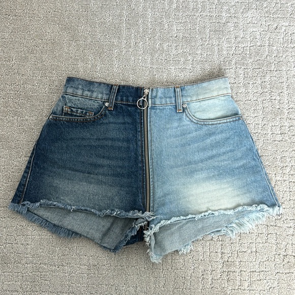 Revice “Yin Yang Tokyo” zip around light dark wash cutoff denim short American - Picture 3 of 8